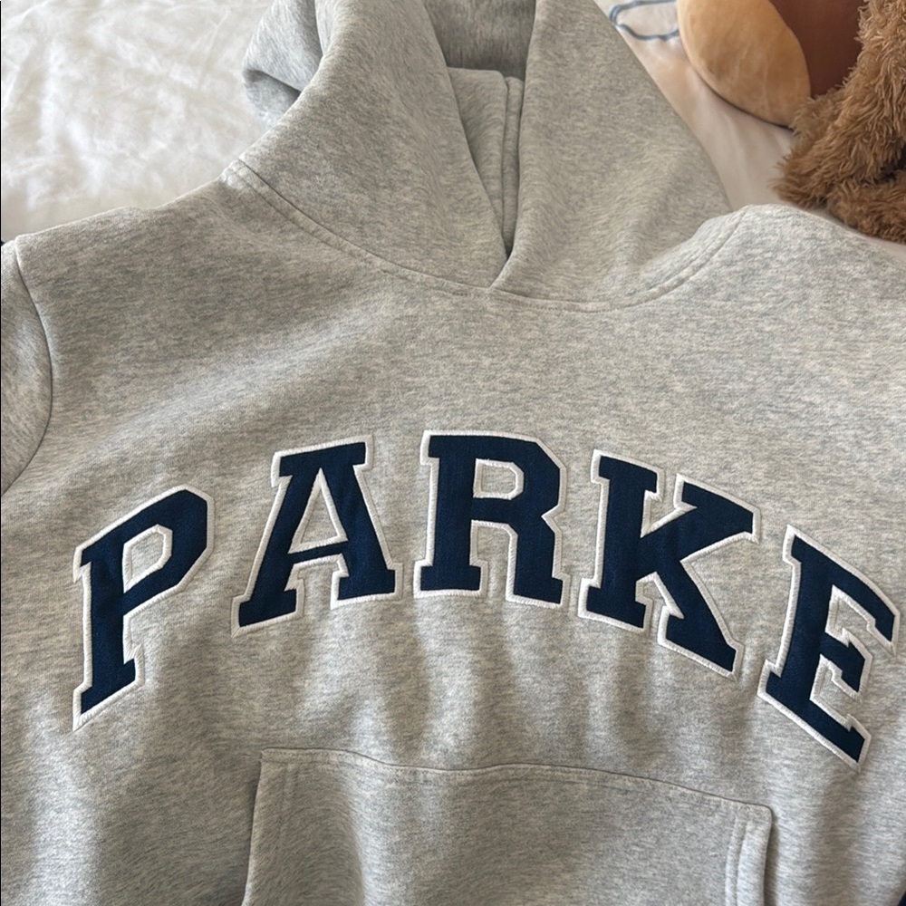 Parke Gray Hoodie with Navy Lettering